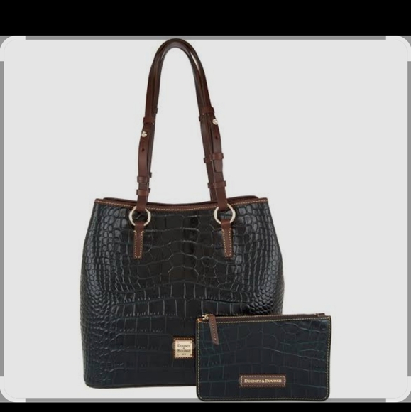 Dooney & Bourke Croco Fino Large Briana W/Pouch EUC - Picture 2 of 8